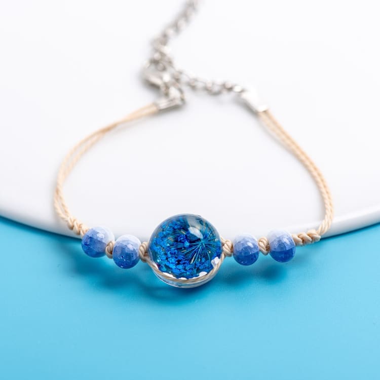 Bracelet fleur éternelle de cristal - Ageratum