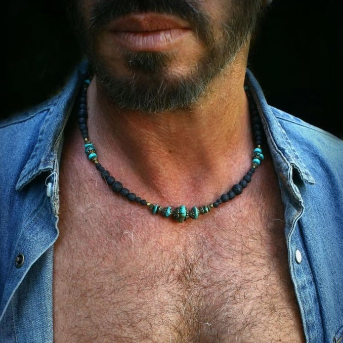 Collier Homme en pierres naturelles Mer