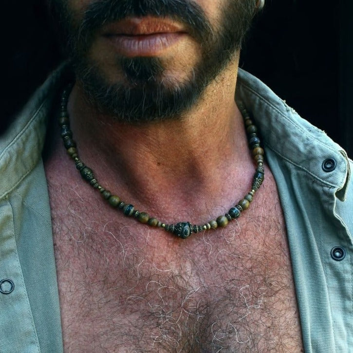 Collier Homme en pierres naturelles Nature