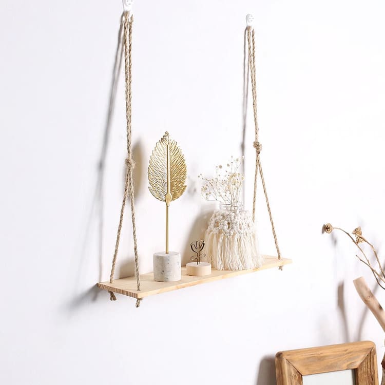 Etagère murale Zen en bois et macramé - Cordes
