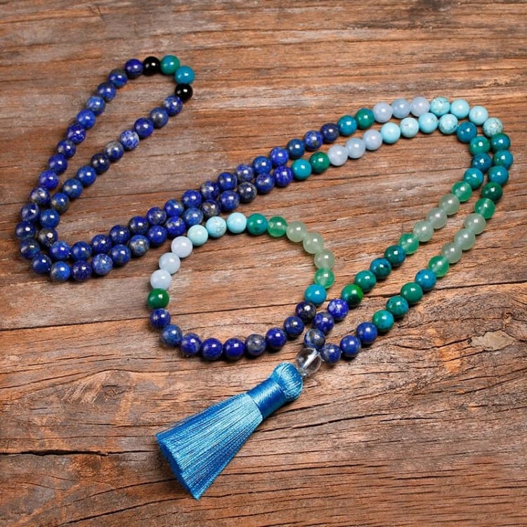 Parure collier et bracelet en lapis lazuli et aventurine