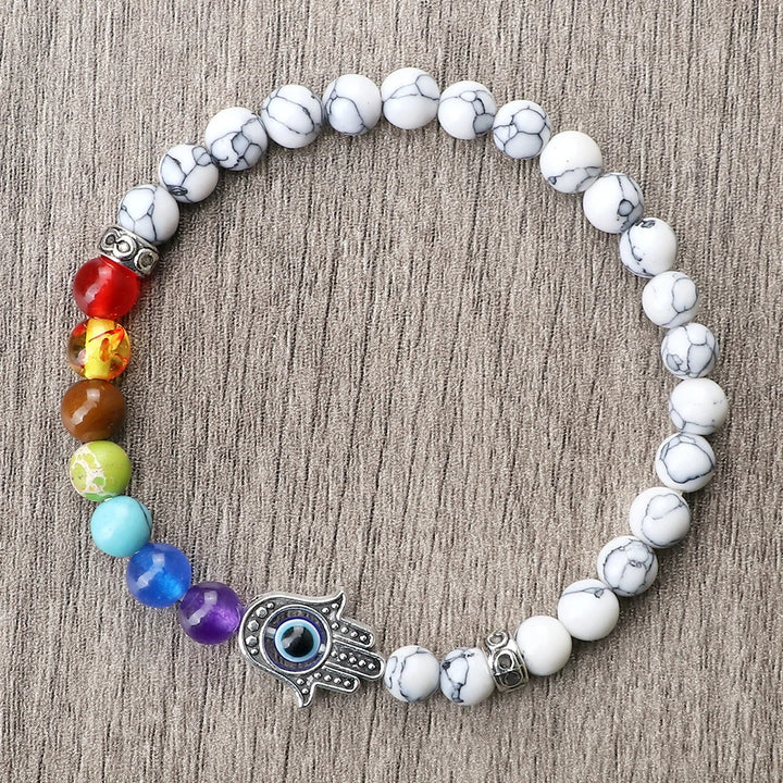 Vintage Stil sieben Chakren Armband mit Howlite Perlen