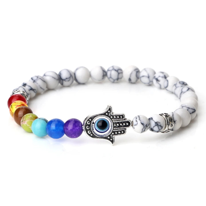 Vintage Stil sieben Chakren Armband mit Howlite Perlen
