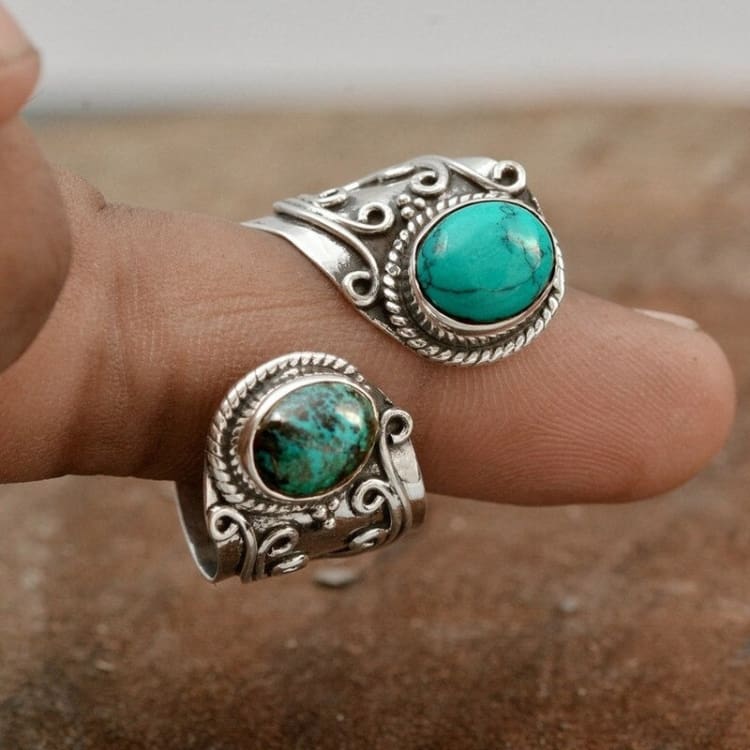 Anneau vintage double en Amazonite