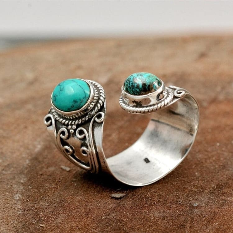 Anneau vintage double en Amazonite