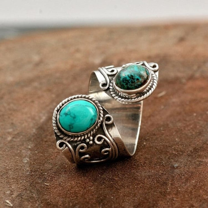 Anneau vintage double en Amazonite