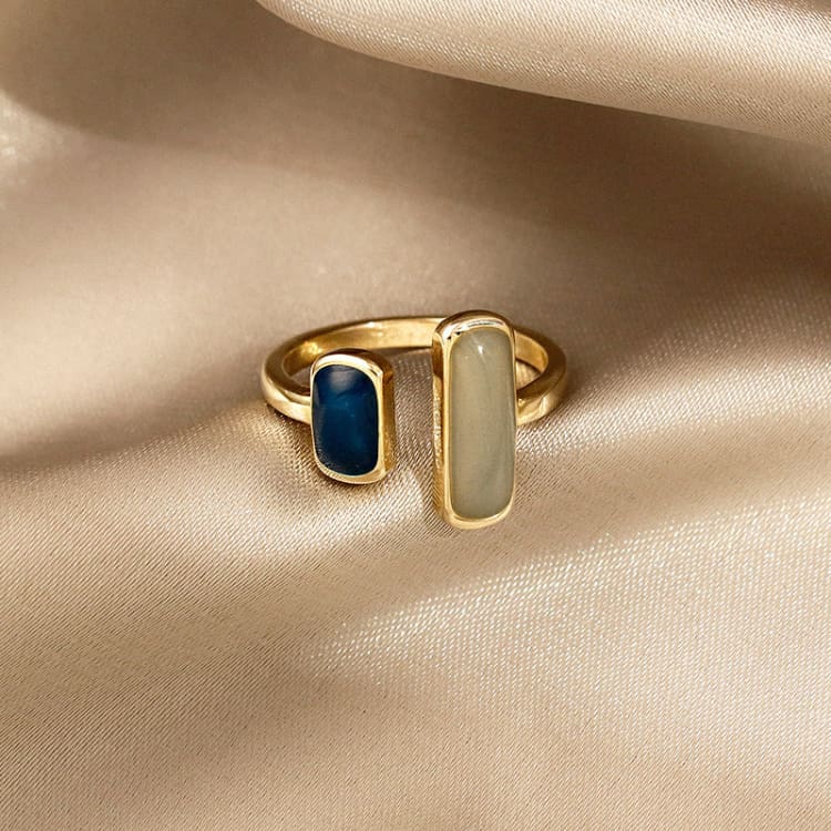 Bague Ajustable Vintage double pierre - 1