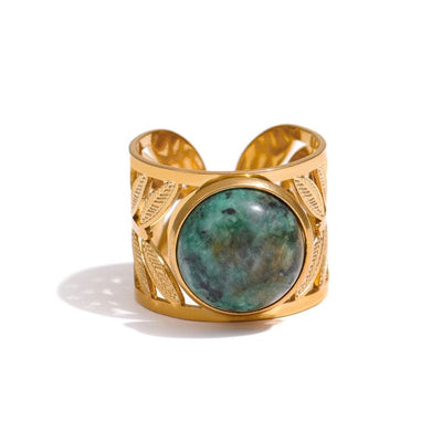 Bague en Agate Mousse - Opening / YH472A Turquoise