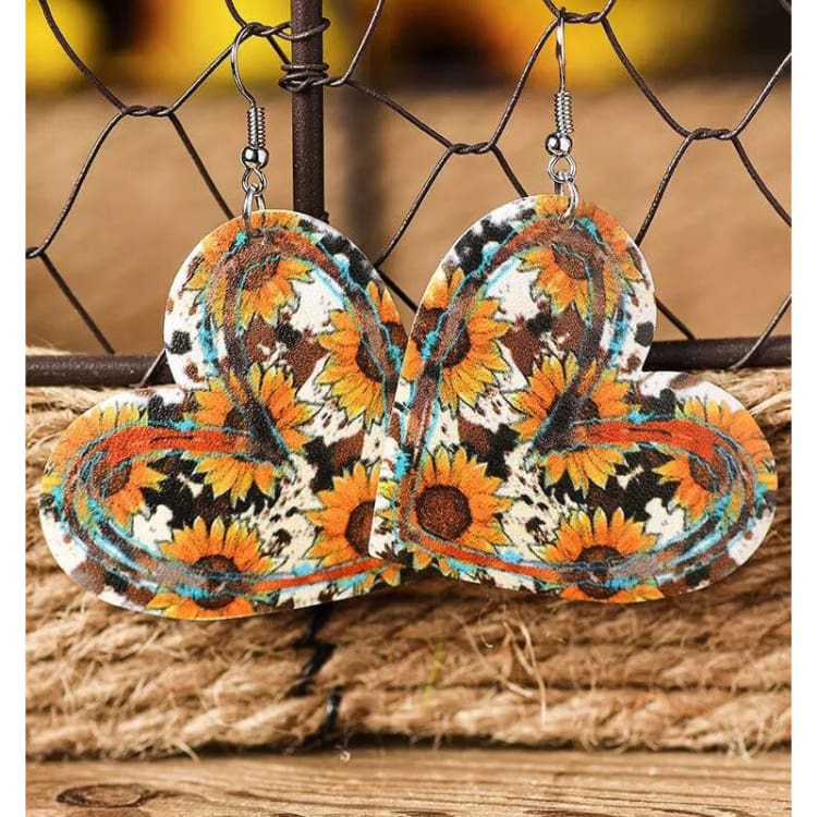 Boucles d’oreilles Tournesol et Cuir