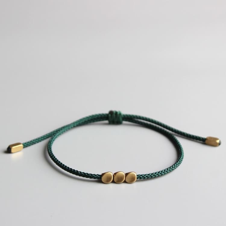 Bracelet de Chance Tibétain Perle de Cuivre - Vert - Bracelet