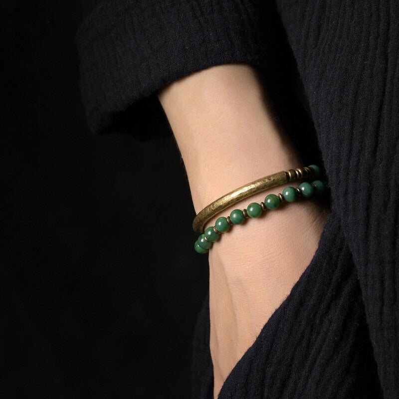 Armband "Anchor" aus Kupfer und rotem Jaspis oder grüner Jade
