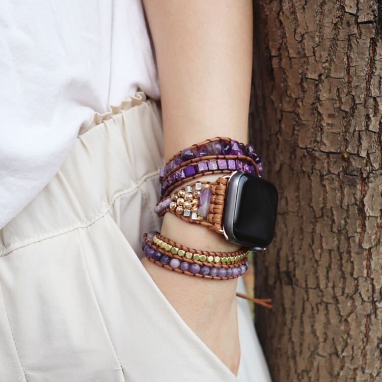 Bracelet Wrap Apple Watch Amethyste