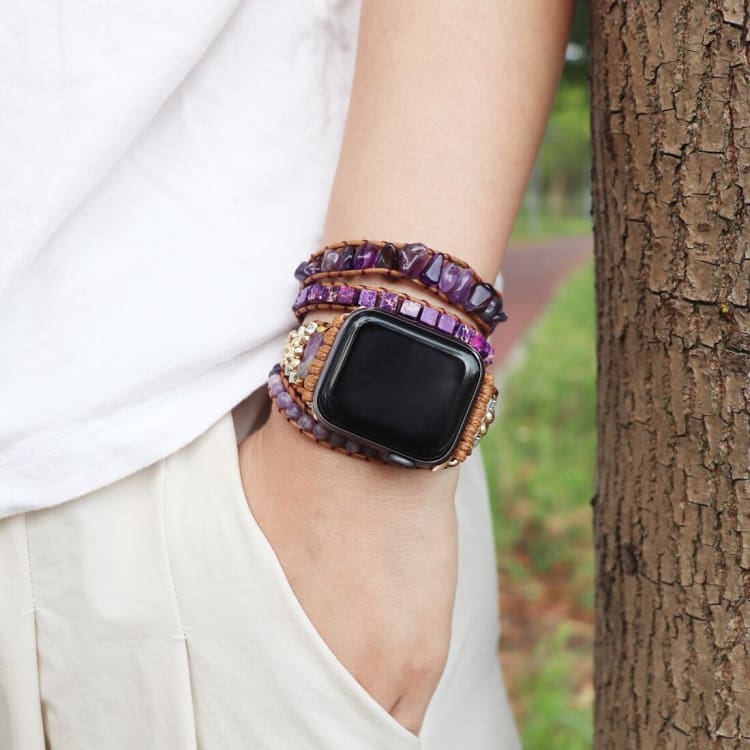 Bracelet Wrap Apple Watch Amethyste