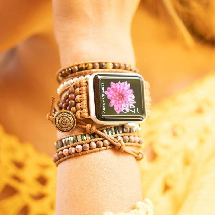 Bracelet Wrap Apple Watch en Oeil de Tigre - Bracelet