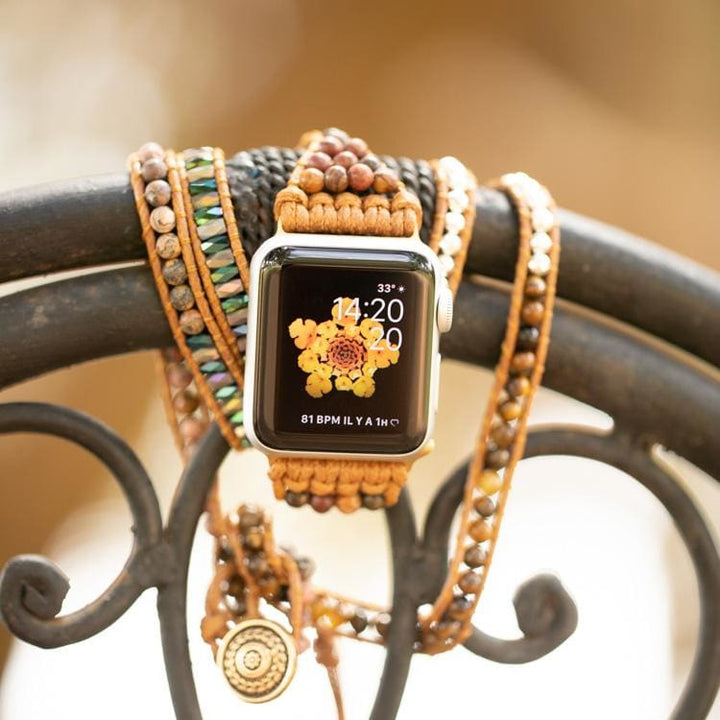 Bracelet Wrap Apple Watch en Oeil de Tigre - Bracelet