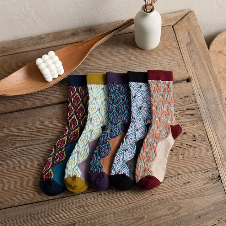 Chaussettes longues pour Femme motifs Paon - Décorations
