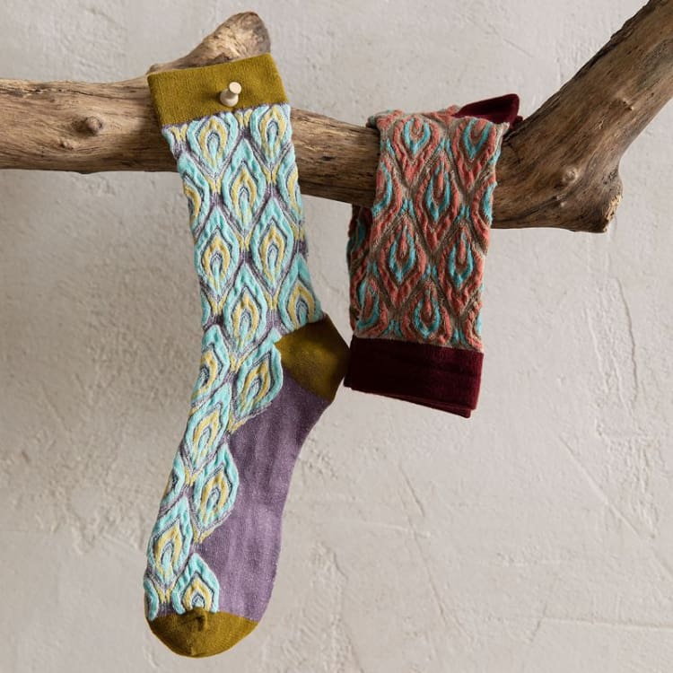 Chaussettes longues pour Femme motifs Paon - Décorations