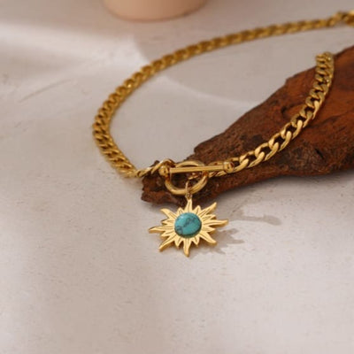 Collier pendentif soleil en Turquoise