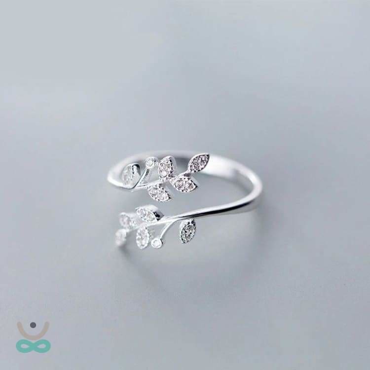Frühling Inspiration Kristall Blatt Ring - 925 Sterling Silber - Ring