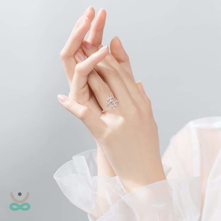 Frühling Inspiration Kristall Blatt Ring - 925 Sterling Silber - Ring