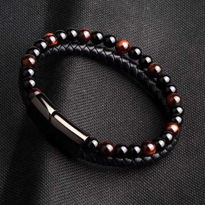 Modisches armband für den mann aus naturstein - Rotes Tigerauge / 18.5cm - bracelet