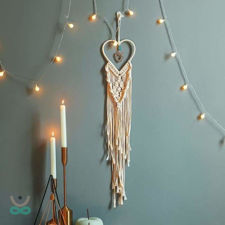 Nordisch inspirierter Traumfänger - Herz (81cm) - Dekoration