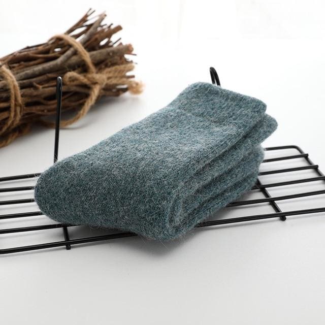 Paire de Chaussettes en Laine - Femme - Vert - Décorations