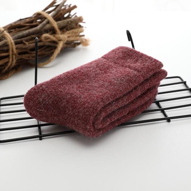 Paire de Chaussettes en Laine - Femme - Rouge - Décorations