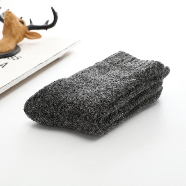 Paire de Chaussettes en Laine - Homme - Gris foncé - Décorations