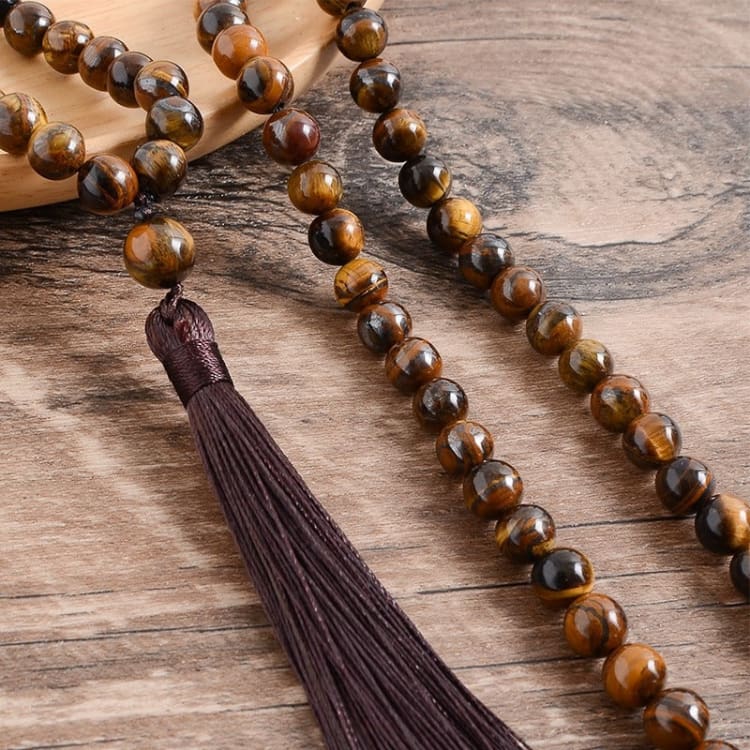 Parure collier et bracelet en œil de tigre et onyx