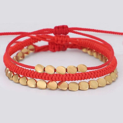 Trio de bracelets bouddhistes - Rouge